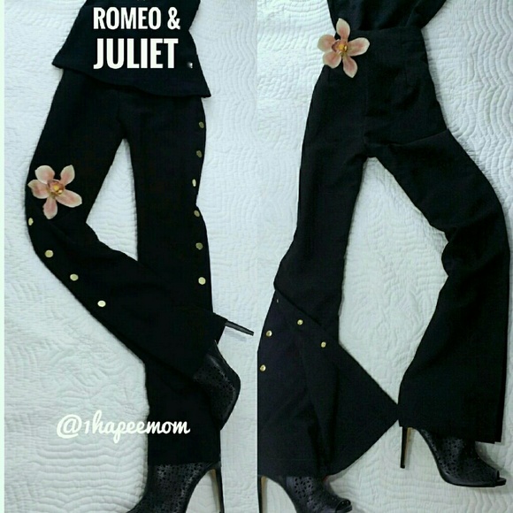 Romeo & Juliet Black pants gold side snap - Picture 6 of 7